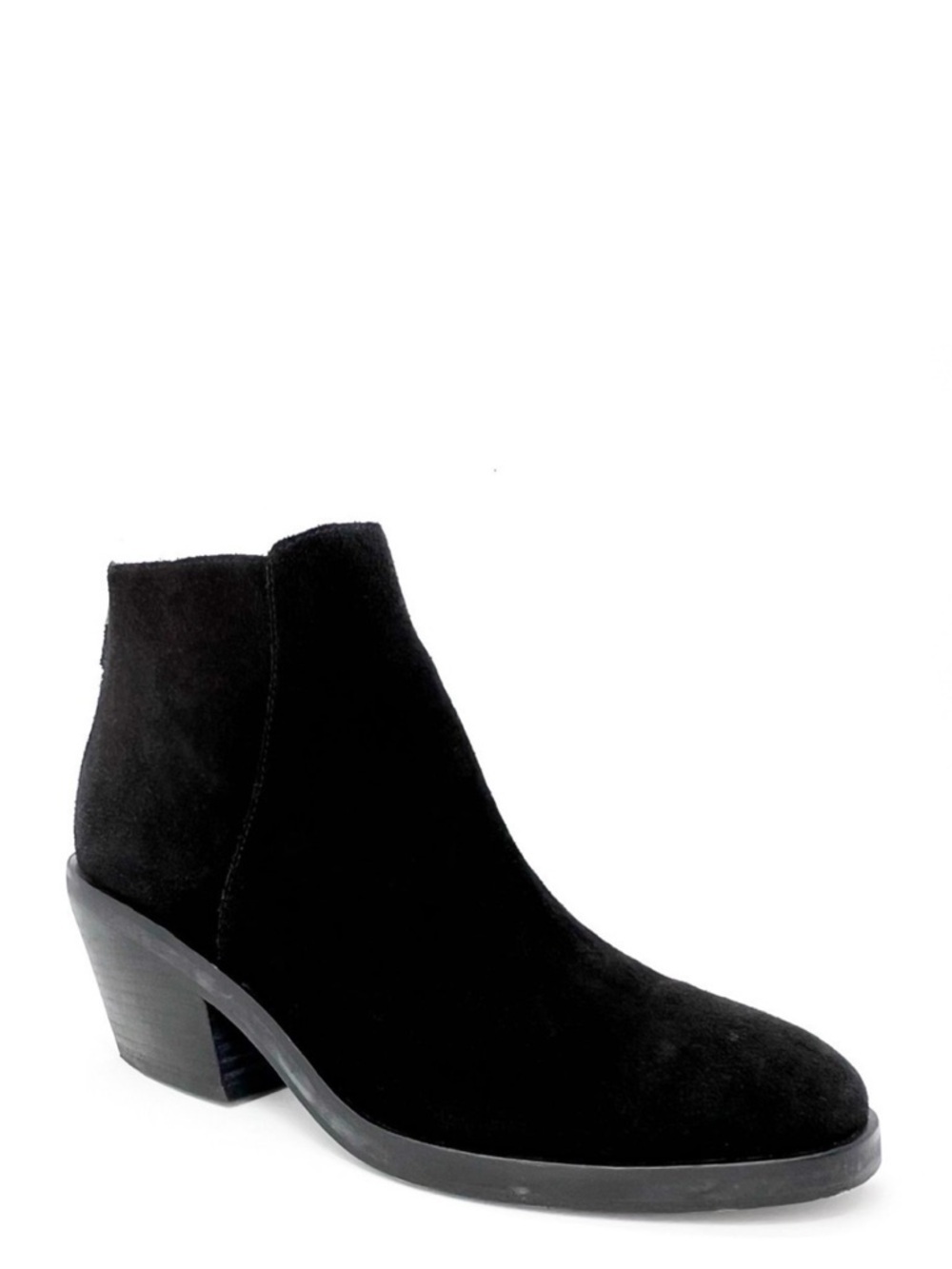 Eileen Fisher Rove Ankle Boots Black Suede Size 8.5 Block-Heel Zip Booties EUC